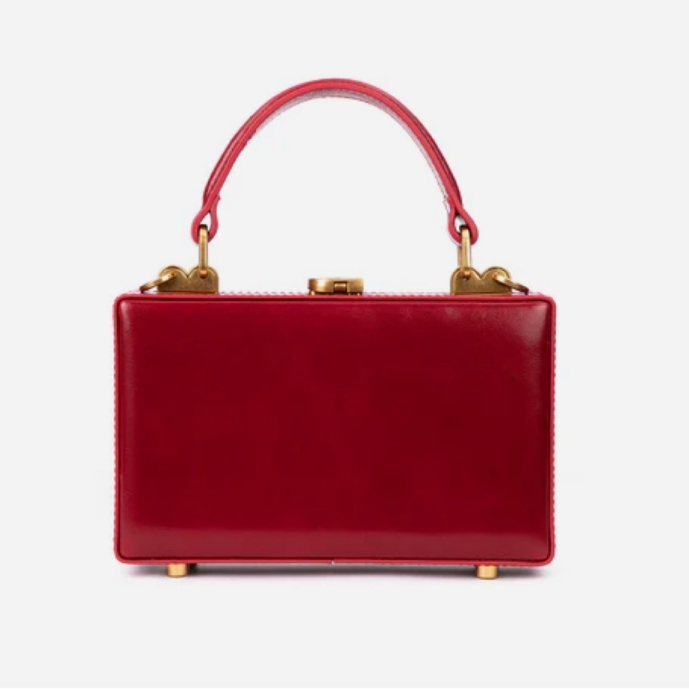 Brandon Blackwood Slim Trunk in Red Oiled Leather with Brass Gold Hardware - Picture 8 of 17
